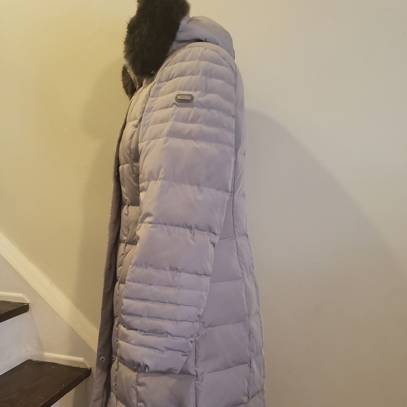 Calvin Klein Hooded Faux Fur Long Duck Down Jacket - Picture 8 of 15